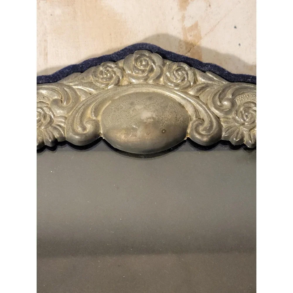 Vintage Ornate Silverplate Picture Frame Victorian Rose And Scroll Whimsy Goth